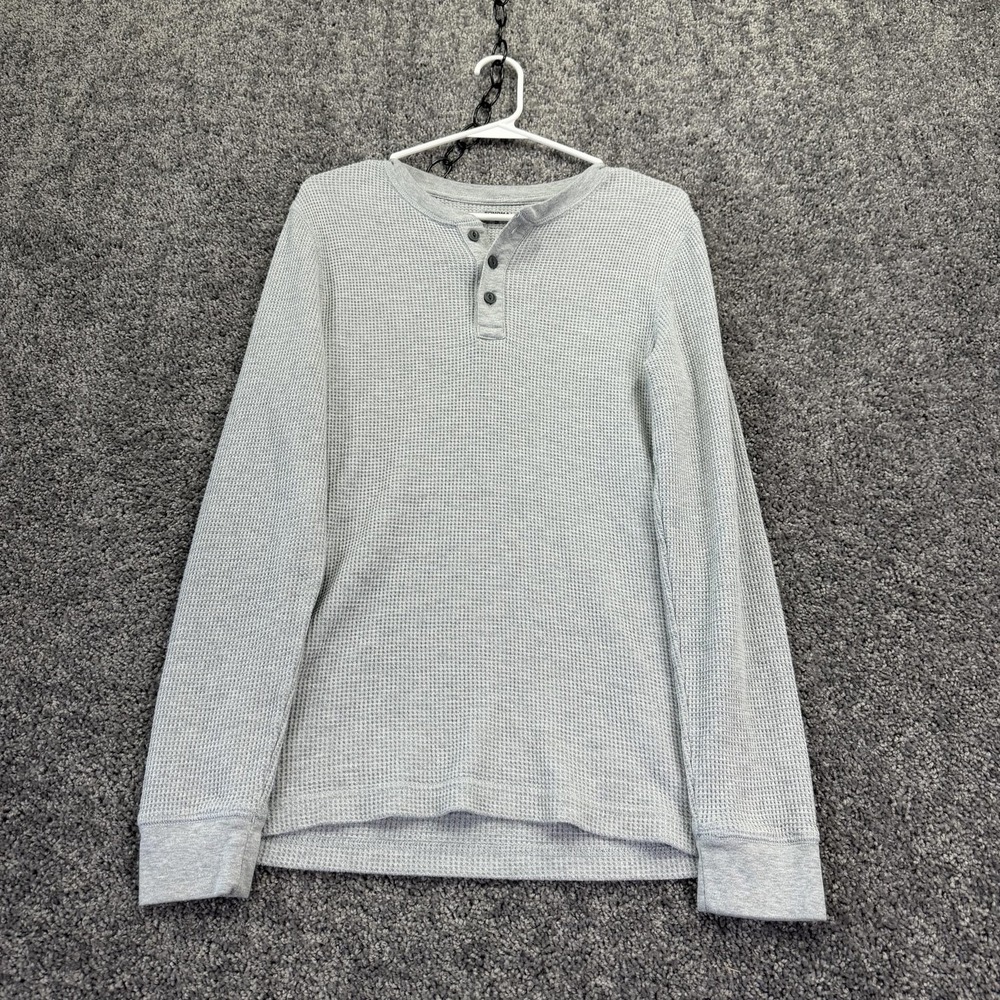 Sonoma Goods For Life Henley Shirt Mens Small Gray Thermal Waffle Long Sleeve